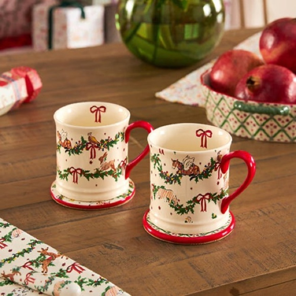 Cath Kidston CHRISTMAS Red Bow  Mug Holiday Tea Cup New